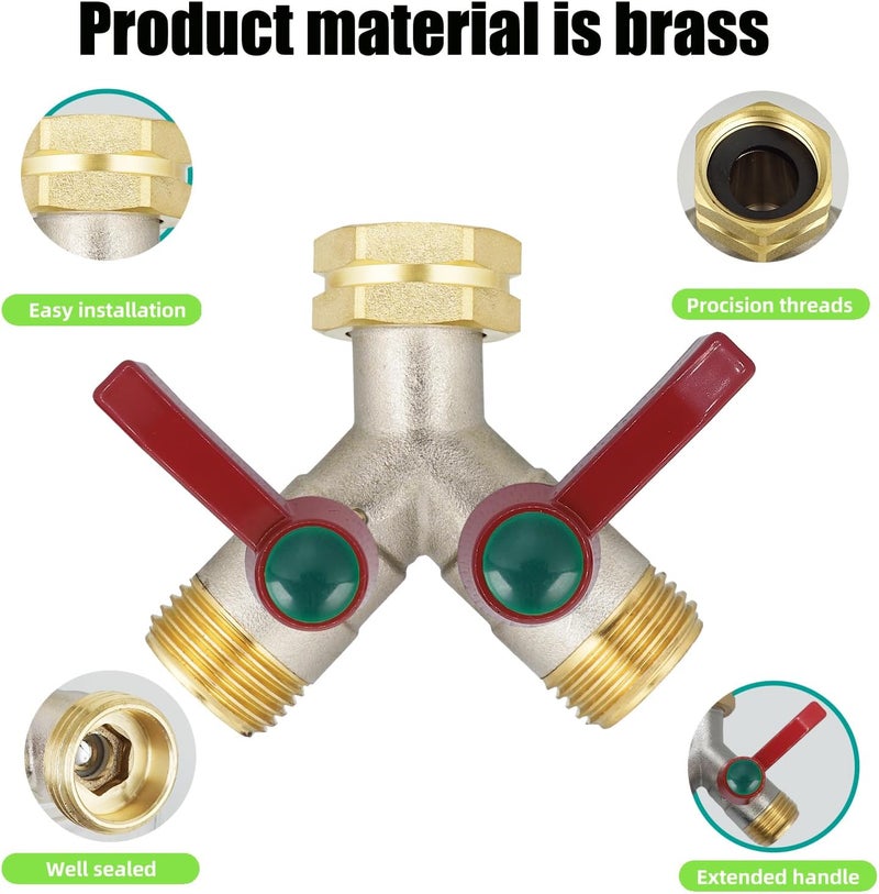 EJW Hose splitter, 2 way hose splitter, Garden hose splitters,Faucet splitters, Outdoor Faucet Splitter, 2 way Hose connector,Brass splitter 3/4” GHT Threads - Image 5